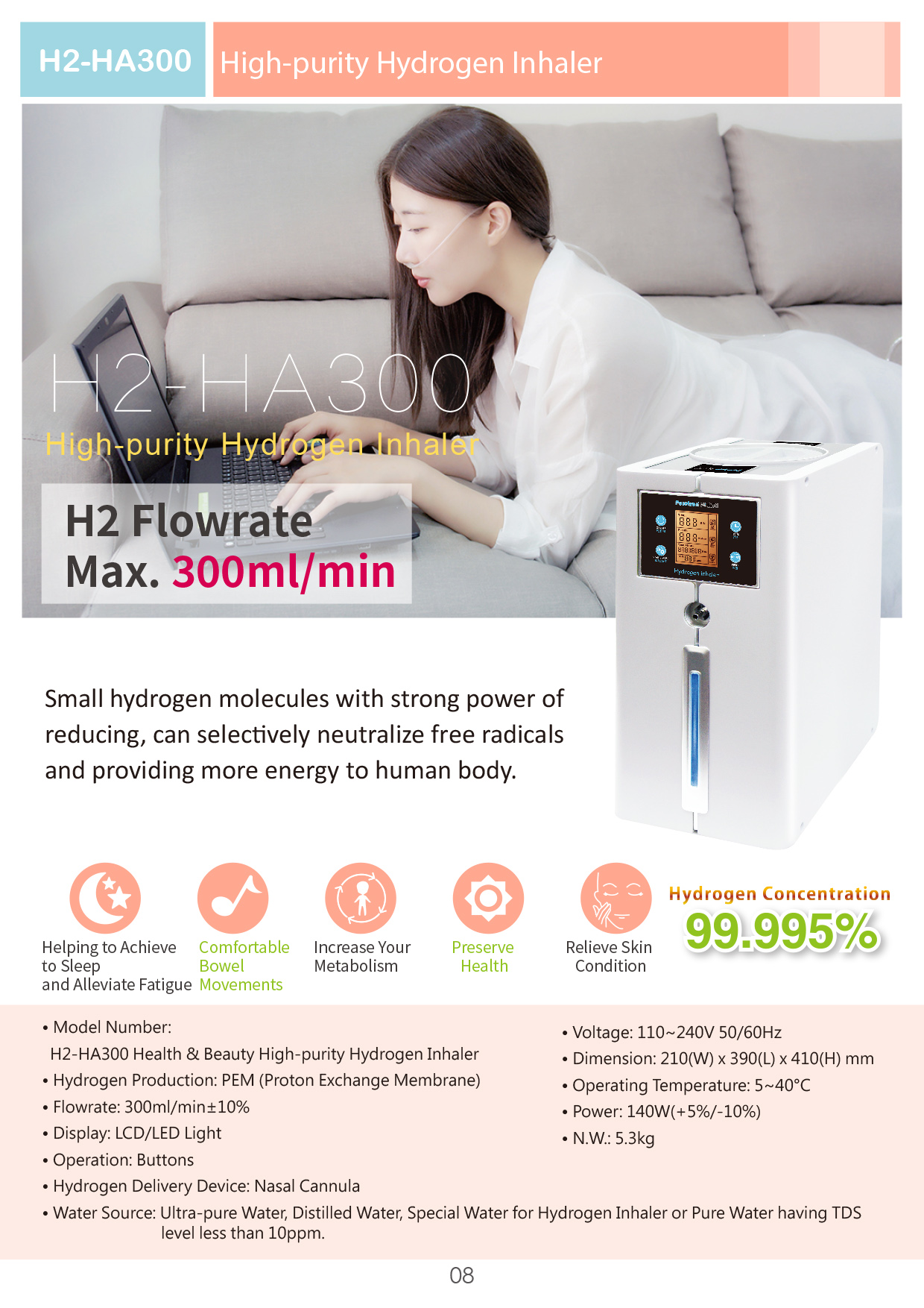 High-Purity H2 Inhaler